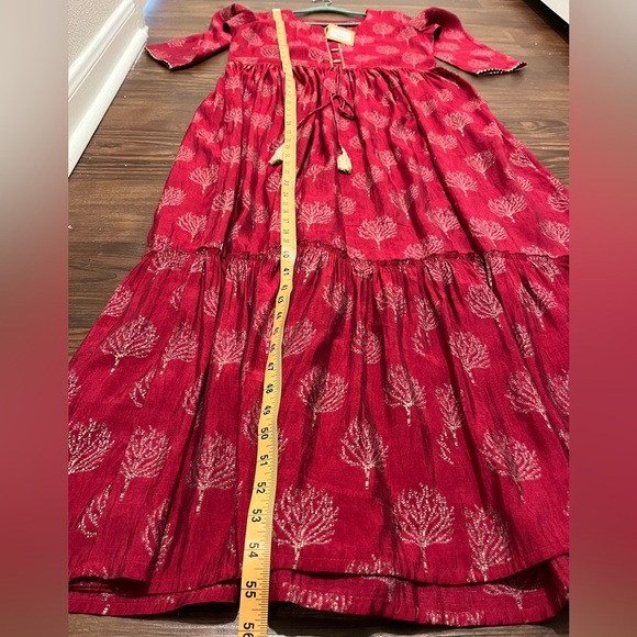 NWT Printed Party Wear Kurti in Wine Maroon Rayon Dress Size 40 - Picture 9 of 10